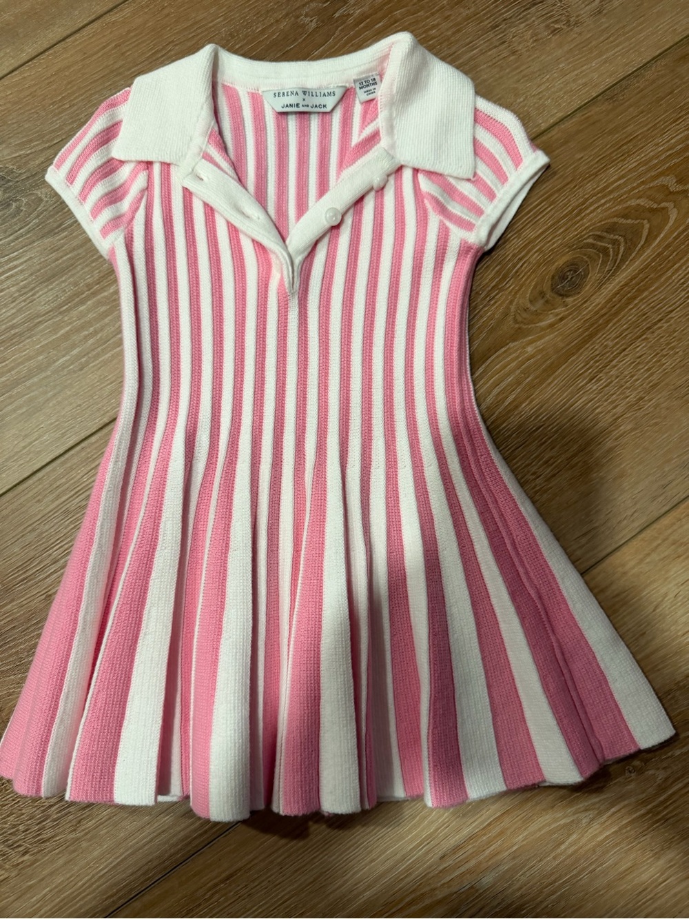 Janie and Jack Pink and White Striped Polo Knit Dress